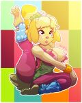  animal_crossing anthro breasts canid canine canis clothing domestic_dog female goatmystic isabelle_(animal_crossing) leg_warmers legwear mammal nintendo shih_tzu solo torn_clothing toy_dog video_games wardrobe_malfunction 