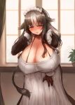  &lt;3 2021 5_fingers alternate_version_at_paywall animal_humanoid big_breasts black_hair blush bodily_fluids bovid bovid_humanoid bovine bovine_humanoid breasts cattle_humanoid clothing detailed_background female fingers hair horn huge_breasts humanoid inside lactating lactating_through_clothing maid_headdress maid_uniform mammal mammal_humanoid milk open_mouth open_smile pink_eyes smile solo soruton tail_tuft tuft uniform wet wet_clothing white_horn 