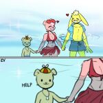  &lt;3 anthro breasts chipmunk clothing cub_(htf) cuddles_(htf) ev_htf_(artist) eyes_closed female giggles_(htf) ground_squirrel group hand_holding happy_tree_friends lagomorph leporid male male/female mammal partially_submerged rodent sciurid swimming_trunks swimwear underwater water yellow_body young 