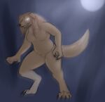  anthro breasts canid canine claws daf fangs featureless_breasts featureless_crotch female growling hi_res light mammal moonlight night nude simple_background slightly_chubby solo were werecanid werecanine werewolf 