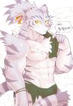 2021 abs anthro clothing crotch_tuft felid fur hair hi_res male mammal muscular muscular_anthro muscular_male nipples pantherine shiro_(world_flipper) solo striped_body striped_fur stripes tiger tuft white_body white_fur world_flipper xttttd 