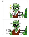  ! anthro ev_htf_(artist) fur green_body green_fur happy_tree_friends hi_res male mammal open_mouth procyonid raccoon shifty_(htf) smile solo surprised_expression 