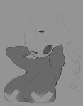  animal_humanoid anthro arthropod arthropod_humanoid big_breasts blush bodily_fluids breast_rest breast_squish breasts cleavage clothed clothing female group hands_behind_head hi_res hollow_knight hornet_(hollow_knight) humanoid insect insect_humanoid monochrome nipple_tape pasties protagonist_(hollow_knight) raised_arms squish sweat tape team_cherry unyin video_games wet 