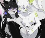  2019 anthro black_body black_fur black_hair blush bodily_fluids duo eyewear felid feline female female/female fingering fingering_partner fur genital_fluids genitals glasses hair kemono looking_at_another looking_at_partner mammal multicolored_body multicolored_fur nipples open_mouth pink_nipples purple_eyes pussy pussy_juice royluna simple_background sweat tongue tongue_out two_tone_body two_tone_fur vaginal vaginal_fingering white_body white_fur white_hair yellow_nipples 