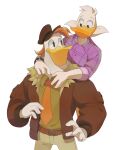  alpha_channel anatid anseriform anthro avian bird cuddling disney drake_mallard duck ducktales ducktales_(2017) duo hi_res launchpad_mcquack male male/male mochii_lisa smile 