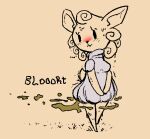  2020 anthro blush bodily_fluids breasts clothed clothing digital_media_(artwork) dress fart fart_cloud female fully_clothed jubb lagomorph leporid low_res mammal rabbit signature simple_background solo standing sweat tan_background 