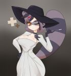 absurd_res animal_humanoid breasts cleavage clothed clothing dress female hand_on_hip hat headgear headwear hi_res humanoid mammal mammal_humanoid mossyartburger procyonid procyonid_humanoid raccoon_humanoid snuffy solo vtuber 