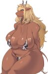  absurd_res animal_bikini animal_print anthro big_breasts bikini blonde_hair bovid bovine breast_squish breasts carsen cattle cleavage clothed clothing cow_bikini cow_print female hair hi_res huge_breasts mammal pattern_clothing pattern_swimwear simple_background solo squish string_bikini swimwear thick_thighs white_background 