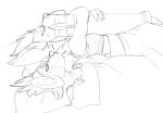  2021 4_fingers absurd_res afk_arena annoyed bed bedding big_ears blanket bristol claws clothed_anthro clothed_male digital_media_(artwork) digital_sketch duo durri ear_tuft eyes_closed fingers furniture half-closed_eyes hi_res holding_object holding_weapon humanoid_hands kren_(afk_arena) lying male male/male mammal meme monochrome narrowed_eyes on_back on_bed ranged_weapon rocket_launcher romantic romantic_couple simple_background sketch skreg slim_anthro slim_male toony tuft under_covers weapon white_background 