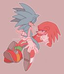  &lt;3 blue_body blue_fur blush duo fur knuckles_the_echidna male male/male narrowed_eyes pink_background red_body red_fur romantic sega simple_background sonic_the_hedgehog sonic_the_hedgehog_(series) sonicnacht 
