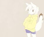 absurd_res ambiguous_gender anthro arctic_fox canid canine clothing fox hi_res hoodie imma_sidewinder mammal simple_background solo topwear 