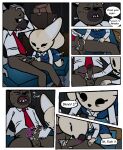  aggressive_retsuko anthro balls big-fig bottomwear bulge canid canine clothed clothing comic detailed_background dialogue duo english_text eyes_closed fellatio female fennec fenneko foreskin fox genitals haida hallway handjob hi_res hyaenid male male/female mammal moan necktie nervous office open_mouth oral pants_down partially_clothed penile penis pubes retracted_foreskin retracting_foreskin sanrio sex sitting skirt speech_bubble teeth text underwear window 