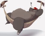  2021 anthro armpit_hair baloo bearafterall belly belly_tuft belly_worship big_belly body_hair clothing covered_face daddy_kink dated digital_media_(artwork) disney fur hammock hat headgear headwear hi_res lazy lying male mammal moobs navel navel_tuft obese obese_anthro obese_male on_back overweight overweight_anthro overweight_male relaxing shaded signature simple_background sleeping smile smiling_at_viewer solo sound_effects talespin thick_thighs tuft ursid white_background wide_hips zzz 