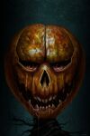  2015 alex_spline bodily_fluids drooling evil_face food fruit halloween hi_res holidays horror_(theme) monster not_furry painting_(artwork) plant pumpkin pumpkin_head saliva sharp_teeth solo teeth traditional_media_(artwork) 