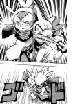  ambiguous_gender canid chespin comic duo fennekin feral fight japanese_text mako_mickt mammal monochrome nintendo pok&eacute;mon pok&eacute;mon_(species) pok&eacute;mon_mystery_dungeon text translation_request video_games 