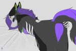  absurd_res bone breasts butt canid canine canis digital_drawing_(artwork) digital_media_(artwork) female fur good_girl happy hi_res kadeki mammal pose prostrate provocative purple_body purple_fur simple_background skull skull_head solo undead wolf zombie zombiedog_(character) 