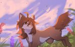  2021 ambiguous_gender brown_body brown_fur brown_hair canid canine day detailed_background digital_media_(artwork) feral fox fur hair hi_res hyilpi mammal outside sky solo 