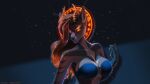  16:9 2021 amber_eyes anthro big_breasts black_nose breasts brown_hair canid canine canis dated demon digital_drawing_(artwork) digital_media_(artwork) embers english_text eyelashes female fur glowing glowing_eyes hair hi_res horn looking_at_viewer mammal multicolored_body multicolored_fur narrowed_eyes serin simple_background solo succubus symbol text url widescreen wyla yellow_eyes 