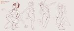  absurd_res anthro breasts digital_media_(artwork) female female/female group hi_res multiple_poses neon-chan nude pose sketch 
