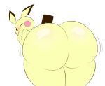  ambiguous_gender anthro bent_over big_butt blush butt hi_res huge_butt k-10 looking_at_viewer looking_back looking_back_at_viewer nintendo pichu pok&eacute;mon pok&eacute;mon_(species) simple_background solo thick_thighs video_games white_background yellow_body 