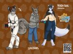  4_toes 5_fingers absurd_res animal_humanoid anthro armor bottomwear canid canine canis cape chip_bag chips_(disambiguation) clothing dekrosna denim denim_clothing dipstick_ears dipstick_tail dragon dress_shirt eren_(tk421) feet felid fingers fluffy fluffy_tail food front_view fur grey_body grey_fur group hi_res hoodie humanoid humanoid_hands hybrid jeans kynum looking_at_another male mammal mammal_humanoid markings multicolored_ears pantherine pants peter_(super_squirrel) plantigrade qr_code rodent rodent_humanoid sciurid sciurid_humanoid shirt simple_background snow_leopard spacesuit squirrel_humanoid standing tail_markings toes topwear white_body white_fur wolf zakurujay 