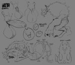  absurd_res animal_genitalia anthro ball_tuft balls big_balls big_hands big_penis canid canine canis chibi claws cross_section egg english_text fluffy genitals hi_res huge_balls huge_penis hyper hyper_balls hyper_genitalia hyper_penis male male_pred mammal monochrome monster penis sheath smile solo text tongue tongue_out tuft vore wolf wyth 