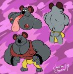  2019 abstract_background activision anthro big_bulge big_muscles big_nipples big_pecs big_penis bottomwear bracelet bulge butt charmcharmcharm clothed clothing crash_bandicoot_(series) digital_media_(artwork) dot_eyes erection genitals hi_res huge_bulge huge_muscles humanoid_genitalia humanoid_penis jewelry jockstrap koala koala_kong male male/male mammal marsupial muscular muscular_anthro muscular_male nipple_outline nipples pants pecjob pecs penis purple_background sex shirt signature simple_background solo standing tank_top topwear underwear video_games vombatiform 