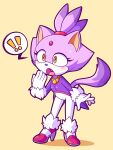  5_fingers accessory amber_eyes anthro biffalo black_nose blaze_the_cat blush chibi clothing domestic_cat eyelashes felid feline felis female fingers footwear fur gloves hair_accessory handwear hi_res mammal purple_body purple_fur sega simple_background solo sonic_the_hedgehog_(series) surprise white_body white_fur 