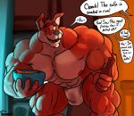  2019 abs activision anthro bandicoot biceps big_bulge big_muscles bottle bowl bulge clothing container crash_bandicoot_(series) crunch_bandicoot dialogue drunk english_text eyebrows food hiccuping holding_bottle holding_bowl holding_container holding_object huge_muscles humor hyper hyper_muscles inside male mammal marsupial muscular muscular_anthro muscular_male nipples offscreen_character open_mouth open_smile pecs profanity quads signature smile solo standing substance_intoxication text thick_thighs underwear uniparasite video_games 