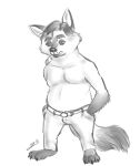 2016 anthro belly biped bottomwear canid canine clothing disney fox gerardson gideon_grey hi_res male mammal monochrome moobs pants simple_background slightly_chubby solo white_background zootopia 
