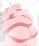  ? absurd_res anthro big_butt butt dragon_ball dragon_ball_z hi_res looking_back majin_buu male namabito nude overweight overweight_male pink_body rear_view shower_room solo 