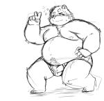  2021 96panda anthro balls_outline belly blush bulge clothed clothing erection erection_under_clothing genital_outline hi_res humanoid_hands kemono male mammal moobs nipples overweight overweight_male penis_outline simple_background sketch solo underwear ursid white_background 