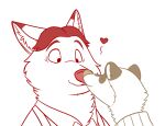  &lt;3 anthro biped clothing disney domestic_ferret duo eyes_closed gideon_grey heart_reaction kissing male mammal mustela mustelid musteline portrait shared_heart shirt simple_background skunkbutt_(artist) topwear travis_(zootopia) true_musteline white_background zootopia 