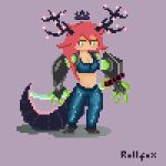  1:1 animal_humanoid animated breasts clothed clothing digital_media_(artwork) dragon dragon_humanoid dragon_tail female horn humanoid low_res mechanical_arm melee_weapon pixel_(artwork) pixel_animation rollfox sakura short_playtime solo sword weapon 