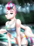  2021 3:4 absurd_res anthro anthrofied blue_eyes breasts clothed clothing cutie_mark digital_media_(artwork) equid equine eyelashes female hair hasbro hi_res mammal mlp_g5 multicolored_hair multicolored_tail my_little_pony mykegreywolf one-piece_swimsuit partially_submerged pegasus signature solo spread_wings swimwear two_tone_hair water wet wings zipp_storm_(mlp) 