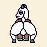  1:1 anthro balls bonnie_(terubby) bottomless bovid butt butt_focus caprine clothed clothing eyeshadow genitals goat hooves makeup male mammal solo tail_tuft terubby tuft 
