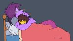  &lt;3 ambiguous_gender anthro bed blush cchilab deltarune distracting_watermark duo embrace female female/ambiguous furniture hair hug human humanoid kris_(deltarune) mammal messy_hair purple_body reptile romantic romantic_ambiance romantic_couple scalie susie_(deltarune) undertale_(series) video_games watermark 