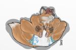  2016 3:2 anthro black_nose blupaddedhusky canid canine diaper disney eyes_closed fox gideon_grey hi_res male mammal orange_body paws simple_background slightly_chubby solo wearing_diaper white_background white_diaper zootopia 