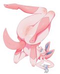  absurd_res anthro anthrofied anus blush bodily_fluids dripping eeveelution female genital_fluids genitals hi_res looking_at_viewer nintendo nude pok&eacute;mon pok&eacute;mon_(species) pok&eacute;morph pukemilked pussy pussy_juice ribbons shaking solo sweat sylveon tongue tongue_out trembling video_games 