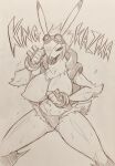  anthro breasts clothed clothing crossgender curemitsuba curvy_figure eyewear featureless_breasts female fur goggles hair hair_over_eye hi_res king_kazma lagomorph leporid mammal monochrome muscular muscular_female naturally_censored neck_tuft nipple_tuft one_eye_obstructed rabbit short_hair simple_background sketch solo summer_wars traditional_media_(artwork) tuft voluptuous 