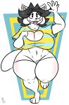  absurd_res anthro big_breasts blush breasts butt canid canine clothed clothing felid feline female hair hi_res kingretrokirby mammal open_mouth simple_background tem temmie_(undertale) thick_thighs tongue topwear undertale undertale_(series) video_games white_body wide_hips 