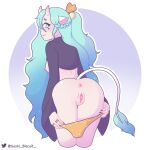 &lt;3 1:1 accessory animal_humanoid anus bent_over blue_hair bovid bovid_humanoid bovine bovine_humanoid braided_hair breasts butt cattle cattle_humanoid clothed clothing exposed_breasts facial_markings female genitals hair hair_accessory hair_ribbon head_markings hi_res horn humanoid long_hair long_nails long_sleeves looking_at_viewer looking_back mammal mammal_humanoid markings nipples partially_clothed ponytail presenting presenting_hindquarters presenting_pussy pussy raised_clothing raised_shirt raised_tail raised_topwear ribbons ring seaweed_toast shirt smile solo star topwear turtleneck underwear underwear_down 