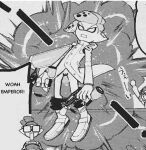  animal_genitalia animal_humanoid cephalopod cephalopod_humanoid clothed clothing coleoid comic decapodiform dialogue dualies emperor_(splatoon) explosion footwear genital_slit genitals humanoid inkling kattorama low_res male manga marine marine_humanoid mollusk mollusk_humanoid monochrome nintendo pants_down partially_clothed pseudo_hair sankichi_hinodeya_(artist) shirt shoes slit solo splatoon squid_humanoid tentacle_hair tentacles topwear uncensored video_games 