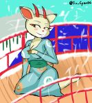  animal_crossing anthro asian_clothing big_breasts breasts cervid clothed clothing digital_media_(artwork) east_asian_clothing female fur hi_res horn huge_breasts japanese_clothing kimono looking_at_viewer mammal nintendo shino_(animal_crossing) sin_cyan06 smile snow snowing solo video_games white_body white_fur 