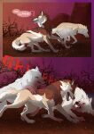  2021 ambiguous_gender canid canine canis detailed_background digital_media_(artwork) english_text feral mammal night oneminutesketch outside sky star starry_sky text willowbyrd wolf 