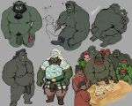  2021 5:4 armor balls beard belly duo erection facial_hair genitals green_body group hi_res human humanoid humanoid_genitalia humanoid_hands humanoid_penis male male/male mammal moobs multiple_poses musclegut nipples orc overweight overweight_male penis pose pure_command solo 