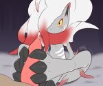  ambiguous_gender anthro blush bodily_fluids canid canine claws cum duo ellistia erection faceless_character faceless_male feet foot_fetish foot_play footjob fur genital_fluids genitals hindpaw hisuian_zoroark male mammal nintendo paws penis pok&eacute;mon pok&eacute;mon_(species) pokemon_legends_arceus precum regional_form_(pok&eacute;mon) sex solo_focus toe_claws two-footed_footjob video_games 