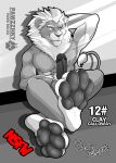  absurd_res anthro clay_calloway_(sing) feet felid foot_fetish foot_focus genitals hi_res humanoid_genitalia lion male mammal muscular pantherine pawpads paws pawzzhky penis solo 