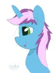  absurd_res blue_body equid equine fan_character feral flowbish green_eyes gyro_tech gyrotech hair hasbro hi_res horn male mammal mane my_little_pony pink_hair solo tongue tongue_out unicorn unicorn_horn 