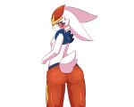  2021 5:4 anthro blush breasts butt cinderace female fur fur_tuft looking_at_viewer looking_back nintendo pok&eacute;mon pok&eacute;mon_(species) rear_view red_body red_butt red_fur simple_background solo sum tuft video_games white_background white_body white_ears white_fur white_tail 